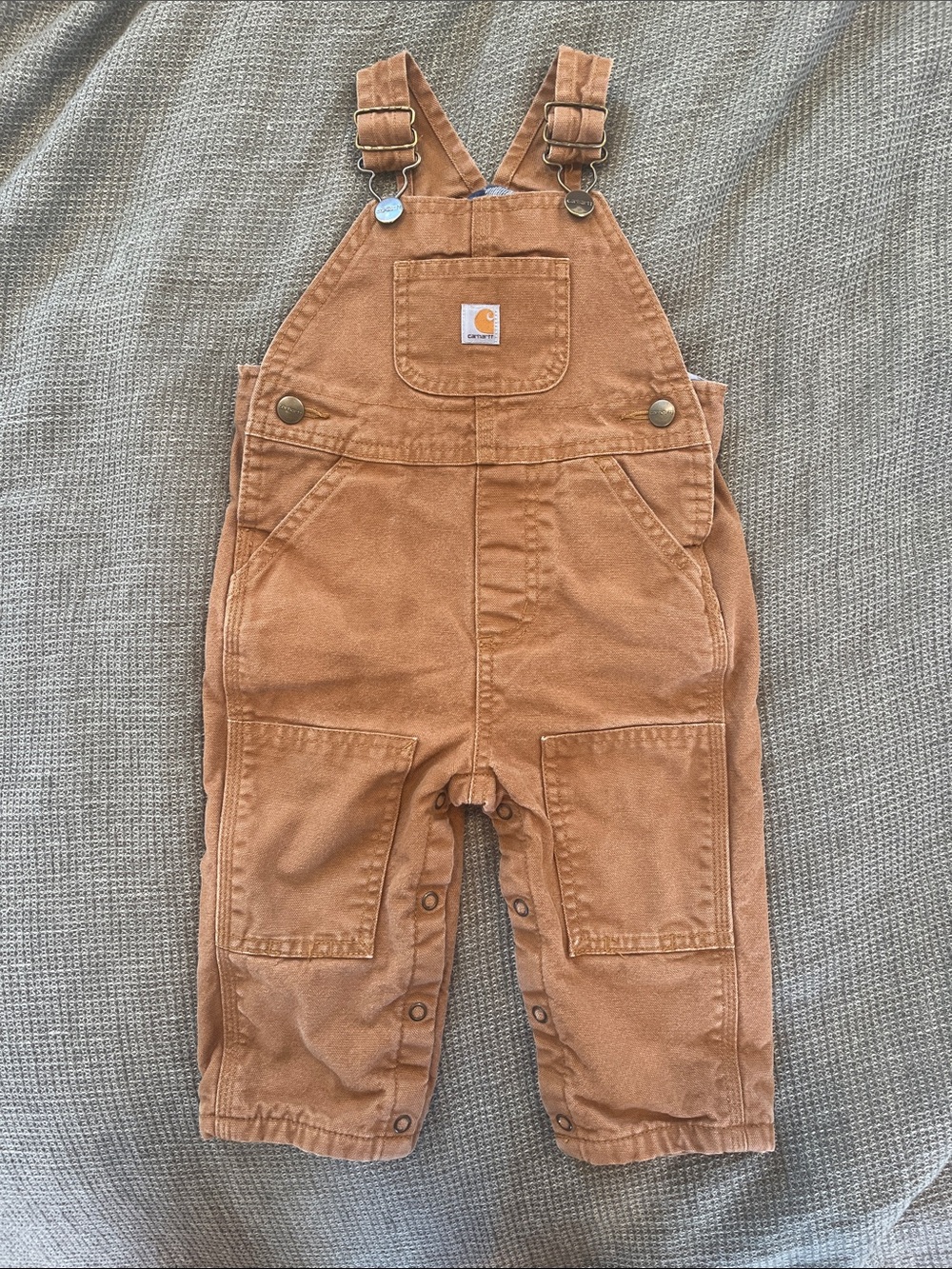Carhartt 12M Flannel Lined Brown Canvas Overalls